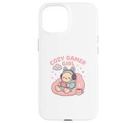 Cozy Gamer Girl Kawaii Cat Console di gioco pastello Custodia per iPhone 15