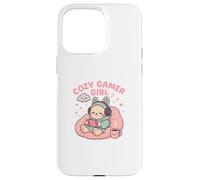 Cozy Gamer Girl Kawaii Cat Console di gioco pastello Custodia per iPhone 15 Pro Max