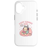 Cozy Gamer Girl Kawaii Cat Console di gioco pastello Custodia per iPhone 16