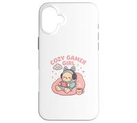 Cozy Gamer Girl Kawaii Cat Console di gioco pastello Custodia per iPhone 16 Plus