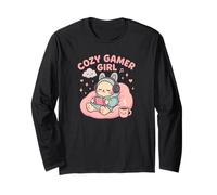 Cozy Gamer Girl Kawaii Cat Console di Gioco Pastello Maglia a Manica