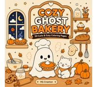 Cozy Ghost Bakery: 50 Cute & Easy Halloween Coloring Pages Featuring Adorable Ghosts, Cozy Autumn Baking, Pumpkin Treats & Kawaii Cats for Kids Ages 3-8