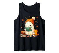 Cozy Ghost Bookworm Cat Pumpkin Libri Carini per Halloween Canotta