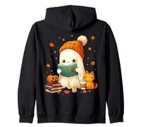 Cozy Ghost Bookworm Cat Pumpkin Libri Carini per Halloween Felpa con Cappuccio