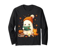 Cozy Ghost Bookworm Cat Pumpkin Libri Carini per Halloween Maglia a Manica