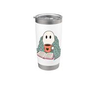 Cozy Ghost Reading Book Coffee Lover Bookish Spooky Season Bicchiere termico in acciaio inox doppia parete