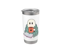 Cozy Ghost Reading Book Coffee Lover Bookish Spooky Season Bicchiere termico in acciaio inox doppia parete