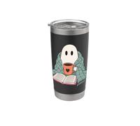 Cozy Ghost Reading Book Coffee Lover Bookish Spooky Season Bicchiere termico in acciaio inox doppia parete