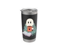 Cozy Ghost Reading Book Coffee Lover Bookish Spooky Season Bicchiere termico in acciaio inox doppia parete