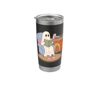 Cozy Ghost Reading Book Fireplace Bunny Slippers Bicchiere termico in acciaio inox doppia parete