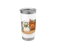 Cozy Ghost Reading Book Fireplace Bunny Slippers Bicchiere termico in acciaio inox doppia parete