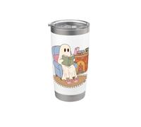 Cozy Ghost Reading Book Fireplace Bunny Slippers Bicchiere termico in acciaio inox doppia parete