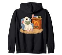 Cozy Ghost Reading Book Fireplace Bunny Slippers Felpa con Cappuccio