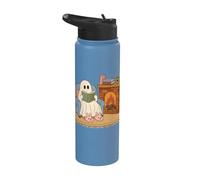 Cozy Ghost Reading Book Fireplace Bunny Slippers Stainless Steel Insulated Water Bottle