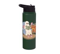 Cozy Ghost Reading Book Fireplace Bunny Slippers Stainless Steel Insulated Water Bottle