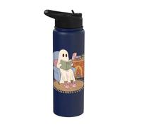 Cozy Ghost Reading Book Fireplace Bunny Slippers Stainless Steel Insulated Water Bottle