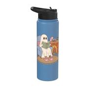 Cozy Ghost Reading Book Fireplace Bunny Slippers Stainless Steel Insulated Water Bottle