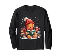 Cozy Gingerbread Christmas Reading Book Bookworm Bibliotecario Maglia a Manica