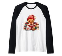 Cozy Gingerbread Christmas Reading Book Bookworm Bibliotecario Maglia con Maniche Raglan