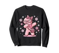 Cozy Gingerbread Dabbing Christmas Leopard Rosa Coquette Bow Felpa