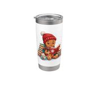 Cozy Gingerbread Reading Book Bookworm Bibliotecario Snow Fall Bicchiere termico in acciaio inox doppia parete