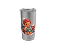 Cozy Gingerbread Reading Book Bookworm Bibliotecario Snow Fall Bicchiere termico in acciaio inox doppia parete