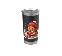 Cozy Gingerbread Reading Book Bookworm Bibliotecario Snow Fall Bicchiere termico in acciaio inox doppia parete