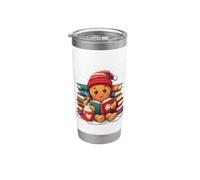 Cozy Gingerbread Reading Book Lovers Xmas Bookworm Bibliotecario Bicchiere termico in acciaio inox doppia parete