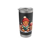 Cozy Gingerbread Reading Book Lovers Xmas Bookworm Bibliotecario Bicchiere termico in acciaio inox doppia parete