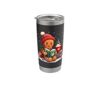 Cozy Gingerbread Reading Book Lovers Xmas Bookworm Bibliotecario Bicchiere termico in acciaio inox doppia parete