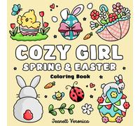Cozy Girl Spring & Easter: Bold and Easy Coloring Book for Adults & Teens | Simple Objects and Cute Panel Art for Hygge and Relaxation