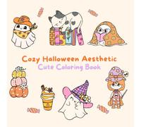 Cozy Halloween Aesthetic Cute Coloring Book: Bold and Easy Fall Design Pages Simple Art Illustrations for Girls, Kids & Teens