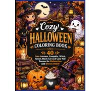 Cozy Halloween Coloring Book: 40 Cute Autumn, Pumpkin, Witch, Ghost, Black Cat and Cozy Fall Scenes for Relaxation and Stress Relief