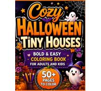 Cozy Halloween Tiny Houses: Bold & Easy Coloring Book for Adults and Kids