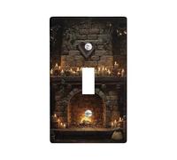 Cozy Hearth - Placche di copertura per interruttore della luce, design rustico marrone per caminetto per la decorazione della casa, piastre da parete in materiale termoplastico, dimensioni standard a