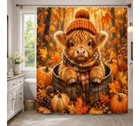 Cozy Highland Cow, tenda da doccia autunnale, 183 x 238 cm