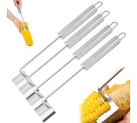 Cozy Home Corn Peeler, Stainless Steel Kernel Stripper Tool with Long Handle Serrated Blade for Effortless Cob Removal, Easy Clean Kitchen Gadget for Home Cooking BBQ Restaurants (4 Pcs)