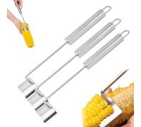 Cozy Home Corn Peeler, Stainless Steel Kernel Stripper Tool with Long Handle Serrated Blade for Effortless Cob Removal, Easy Clean Kitchen Gadget for Home Cooking BBQ Restaurants (3 Pcs)