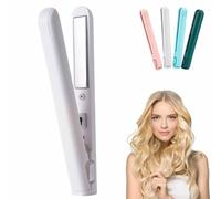 Cozy Home Curling Iron, Cozy Home Curling Iron Mini, Mini Dual Purpose Curling Iron, Upgrade 2-in-1 Portable Curling Wand and Flat Iron, Portable USB Mini Ceramic Curling Iron for Short Hair (White)