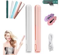 Cozy Home Curling Iron,Mini Dual Purpose Curling Iron,Dualglam Mini Dual-Purpose Curling Iron for Short Hair,Upgrade 2-in-1 Portable Curling Wand and Flat Iron,USB Mini Ceramic Curling Iron (2PcB)