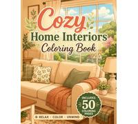 Cozy Home Interiors Coloring Book for Adults: 50 Relaxing House Interior Designs with Cozy Rooms, Cottage Spaces, Reading Nooks, Kitchens, Bedrooms ... Home Scenes for Stress Relief and Relaxation