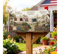 Cozy Home Life - Coperture magnetiche per cassetta postale con scritta | Scena stendibiancheria, involucri per cassette postali, quartiere suburbano, stile di vita accogliente, attacco magnetico