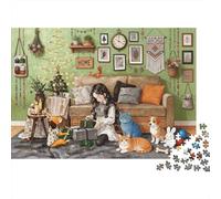 Cozy Home with Cats Puzzles 1000 Pezzi Recyclable Material Fairy Tale Style Senior Puzzles Gioco Educativo Rilassamento Parent Ragazzo & Ragazza Accessori per Giochi 70x50cm/1000Ps