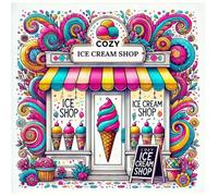 COZY ICE CREAM SHOP COLORING BOOK FOR ALL AGES: "Bold and Easy Designs for Fun and Relaxation"