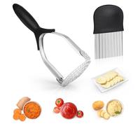 Cozy Inviting Schiacciapatate Acciaio Inox, Set Schiacciapatate E Tagliapatate, Schiaccia Patate in Acciaio Passaverdura Con Impugnatura in Silicone per Frutta E Verdura per Patate, Frutta E Verdura