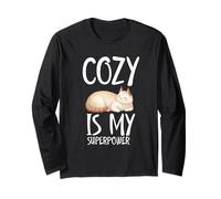 Cozy Is My Superpower - Maglietta con gatto Maglia a Manica