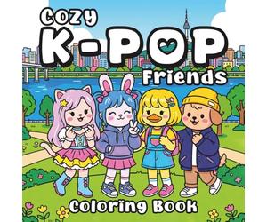 Cozy K-Pop Friends Coloring Book: A Bold and Easy Kawaii Idol Adventure with Cute Animal Mascots, Simple Thick Lines, and Relaxing Korean Aesthetic Scenes.