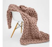 Cozy Khaki Chunky Knit Blanket Queen - Fatto a mano traspirante lavabile in lavatrice coperta lavorata a maglia per divano letto e decorazione della casa 100 x 150 cm calda e morbida