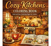 Cozy Kitchens Coloring Book: Bold and Easy Relaxing Pages for Adults