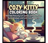 Cozy Kitty Coloring Book: Adorable Relaxing Cat Scenes with Warm Tea, Rainy Windows, and Cute Cozy Moments - Simple Bold Coloring Pages for Kids and Adults